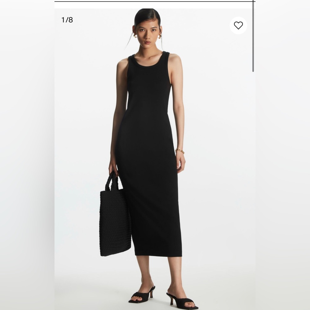 COS ribbed cotton knit body on tube dress stretch cotton maxi minimalist